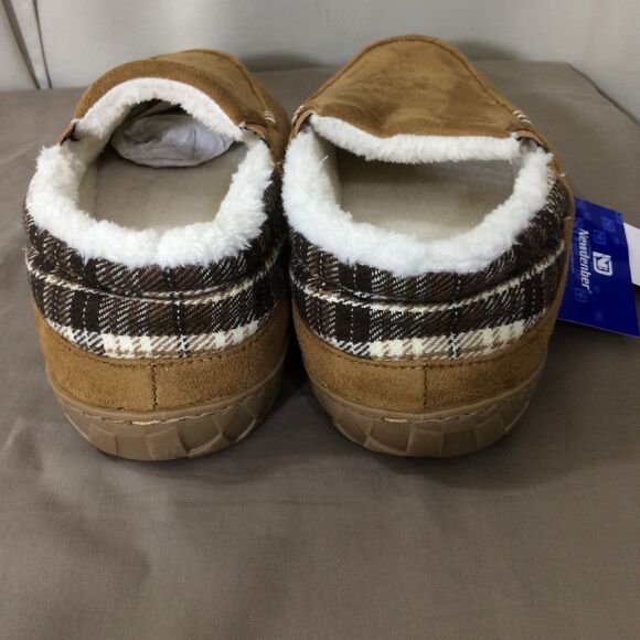 NEW Newdenber Men's Fleece Lined Slippers Brown Faux Suede Size 10 Slip-On - Picture 6 of 7